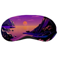 Sunset Sea Ocean Purple Pink Flowers Stone Sleeping Mask