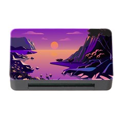 Sunset Sea Ocean Purple Pink Flowers Stone Memory Card Reader With Cf by Jancukart