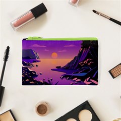 Sunset Sea Ocean Purple Pink Flowers Stone Cosmetic Bag (xs)