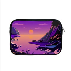 Sunset Sea Ocean Purple Pink Flowers Stone Apple Macbook Pro 15  Zipper Case by Jancukart