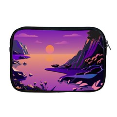 Sunset Sea Ocean Purple Pink Flowers Stone Apple Macbook Pro 17  Zipper Case