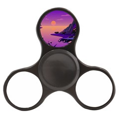 Sunset Sea Ocean Purple Pink Flowers Stone Finger Spinner by Jancukart