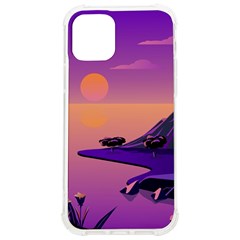 Sunset Sea Ocean Purple Pink Flowers Stone Iphone 12/12 Pro Tpu Uv Print Case by Jancukart