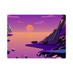 Sunset Sea Ocean Purple Pink Flowers Stone One Side Premium Plush Fleece Blanket (Mini) 35 x27  Blanket Front