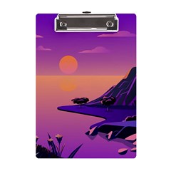 Sunset Sea Ocean Purple Pink Flowers Stone A5 Acrylic Clipboard