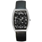 Timeline Character Symbols Alphabet Literacy Read Barrel Style Metal Watch Front