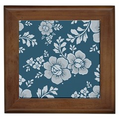 Flowers Design Floral Pattern Stems Plants Framed Tile