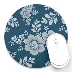 Flowers Design Floral Pattern Stems Plants Round Mousepad