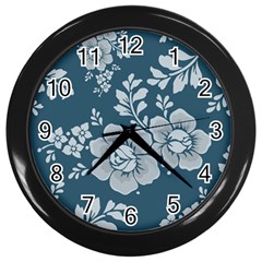 Flowers Design Floral Pattern Stems Plants Wall Clock (black)