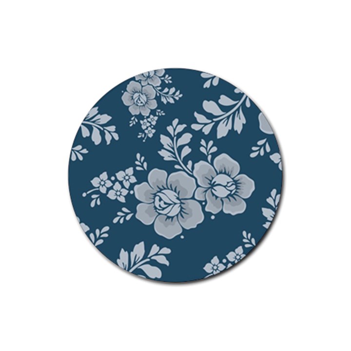 Flowers Design Floral Pattern Stems Plants Rubber Round Coaster (4 pack)