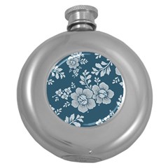 Flowers Design Floral Pattern Stems Plants Round Hip Flask (5 Oz)