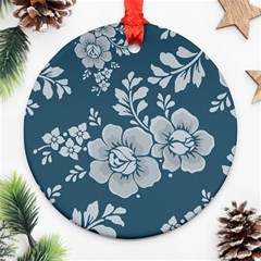 Flowers Design Floral Pattern Stems Plants Round Ornament (two Sides)