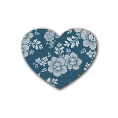 Flowers Design Floral Pattern Stems Plants Rubber Heart Coaster (4 Pack) by Jancukart