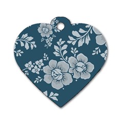 Flowers Design Floral Pattern Stems Plants Dog Tag Heart (two Sides) by Jancukart