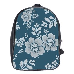 Flowers Design Floral Pattern Stems Plants School Bag (large)