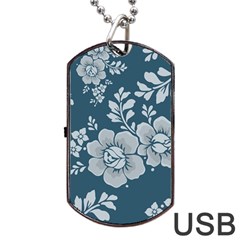 Flowers Design Floral Pattern Stems Plants Dog Tag Usb Flash (two Sides)