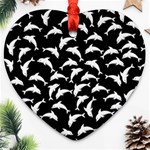 Dolphins Fish Pattern Ocean Sea Fins Aquatic Ornament (Heart) Front