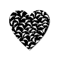 Dolphins Fish Pattern Ocean Sea Fins Aquatic Heart Magnet by Jancukart