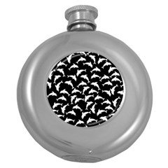 Dolphins Fish Pattern Ocean Sea Fins Aquatic Round Hip Flask (5 Oz)