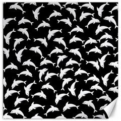 Dolphins Fish Pattern Ocean Sea Fins Aquatic Canvas 12  X 12 