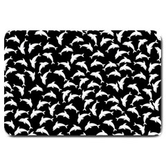 Dolphins Fish Pattern Ocean Sea Fins Aquatic Large Doormat