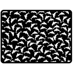 Dolphins Fish Pattern Ocean Sea Fins Aquatic One Side Fleece Blanket (large) by Jancukart