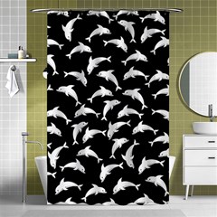 Dolphins Fish Pattern Ocean Sea Fins Aquatic Shower Curtain 48  X 72  (small)  by Jancukart