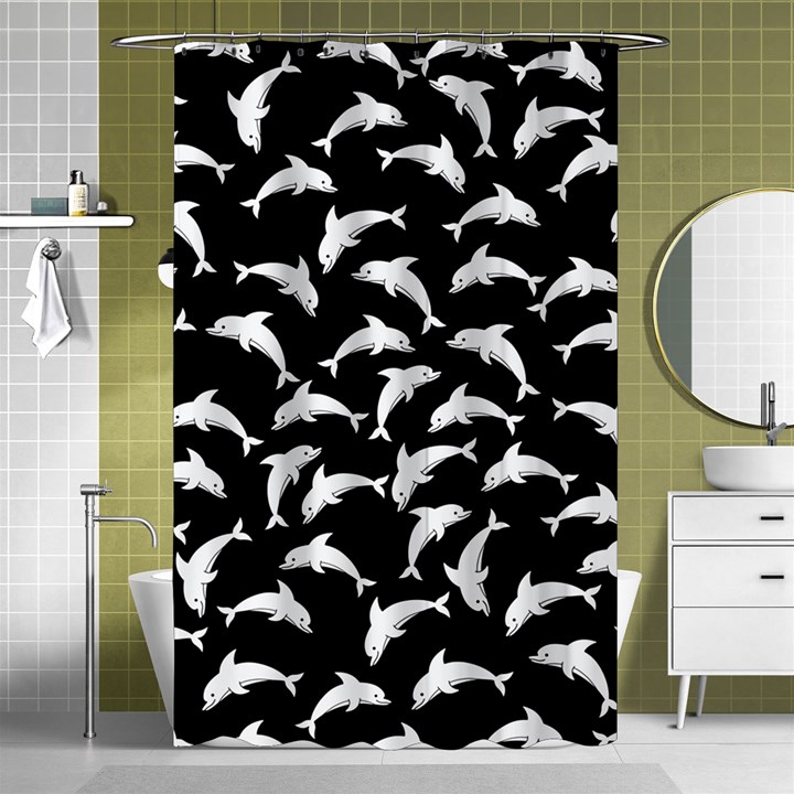 Dolphins Fish Pattern Ocean Sea Fins Aquatic Shower Curtain 48  x 72  (Small) 