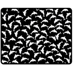 Dolphins Fish Pattern Ocean Sea Fins Aquatic Fleece Blanket (medium)