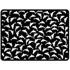 Dolphins Fish Pattern Ocean Sea Fins Aquatic Fleece Blanket (large)