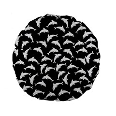 Dolphins Fish Pattern Ocean Sea Fins Aquatic Standard 15  Premium Flano Round Cushions