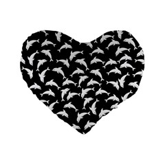 Dolphins Fish Pattern Ocean Sea Fins Aquatic Standard 16  Premium Flano Heart Shape Cushions