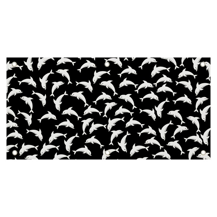 Dolphins Fish Pattern Ocean Sea Fins Aquatic Banner and Sign 6  x 3 