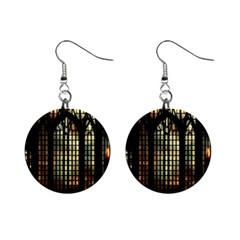 Stained Glass Window Gothic Haunted Eerie Mini Button Earrings by Jancukart