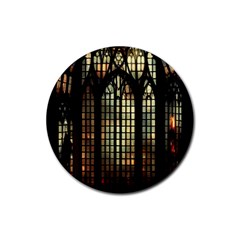 Stained Glass Window Gothic Haunted Eerie Rubber Coaster (round) by Jancukart