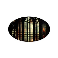 Stained Glass Window Gothic Haunted Eerie Sticker (oval)