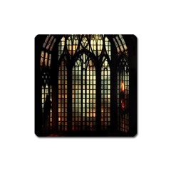 Stained Glass Window Gothic Haunted Eerie Square Magnet by Jancukart