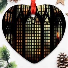 Stained Glass Window Gothic Haunted Eerie Heart Ornament (two Sides)