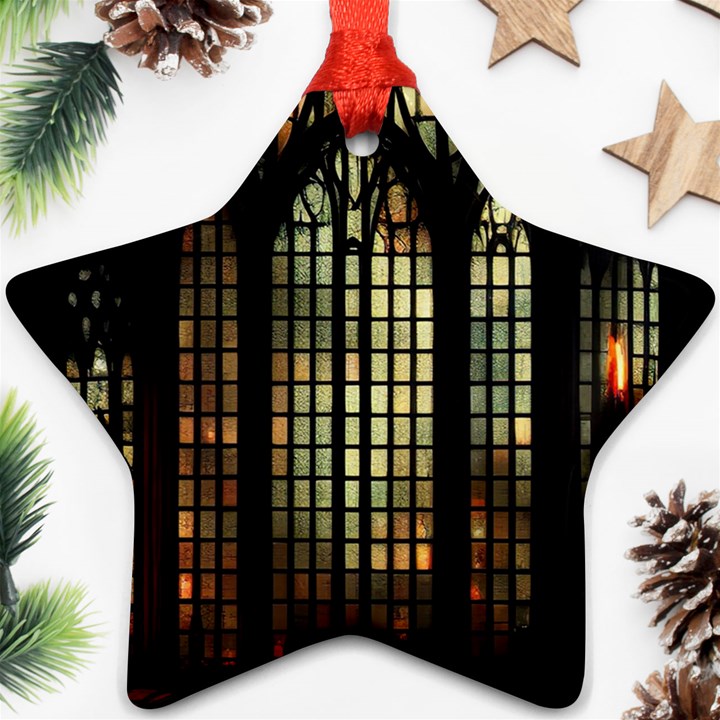 Stained Glass Window Gothic Haunted Eerie Star Ornament (Two Sides)