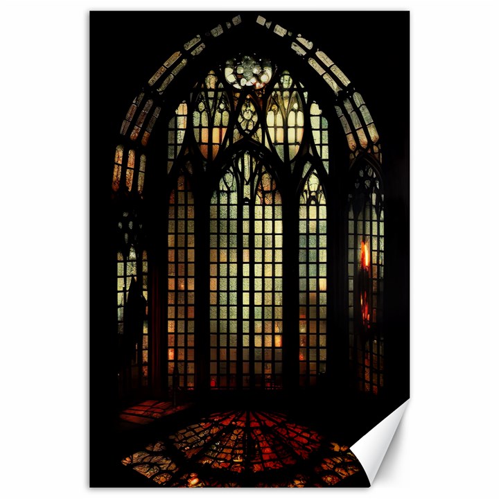 Stained Glass Window Gothic Haunted Eerie Canvas 24  x 36 