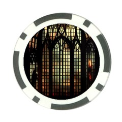 Stained Glass Window Gothic Haunted Eerie Poker Chip Card Guard by Jancukart