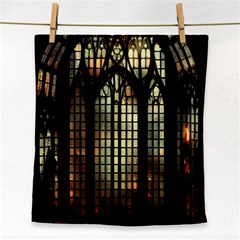 Stained Glass Window Gothic Haunted Eerie Face Towel by Jancukart