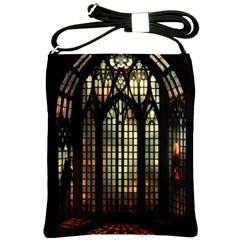 Stained Glass Window Gothic Haunted Eerie Shoulder Sling Bag by Jancukart