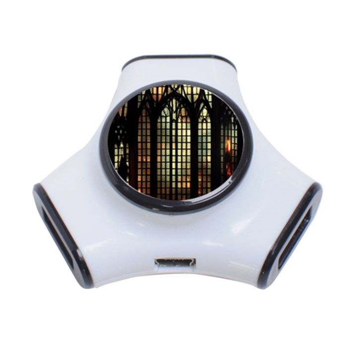 Stained Glass Window Gothic Haunted Eerie 3-Port USB Hub