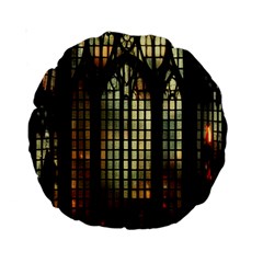 Stained Glass Window Gothic Haunted Eerie Standard 15  Premium Round Cushions by Jancukart