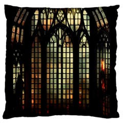 Stained Glass Window Gothic Haunted Eerie Standard Premium Plush Fleece Cushion Case (two Sides)