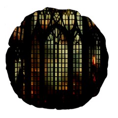 Stained Glass Window Gothic Haunted Eerie Large 18  Premium Flano Round Cushions by Jancukart