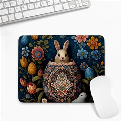 Easter Bunny Rabbit Flowers Easter Happy Easter Small Mousepad by Jancukart