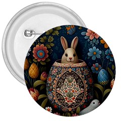 Easter Bunny Rabbit Flowers Easter Happy Easter 3  Buttons