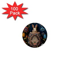 Easter Bunny Rabbit Flowers Easter Happy Easter 1  Mini Buttons (100 Pack) 